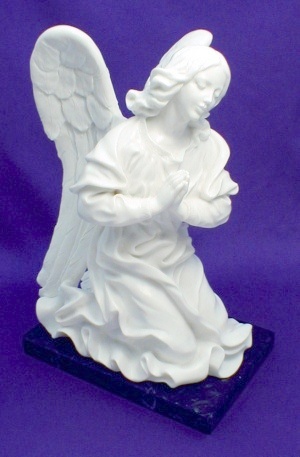 Praying Angel In Bright White Alabaster