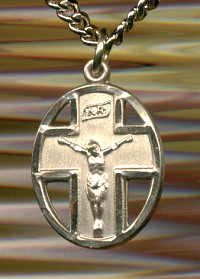 Oval Crucifix Medal - Gold Filled 3/4 Inch