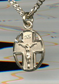 Oval Crucifix Medal - Gold Filled 1/2 Inch