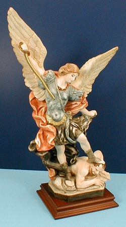 St Michael Hand Painted Alabaster Statue