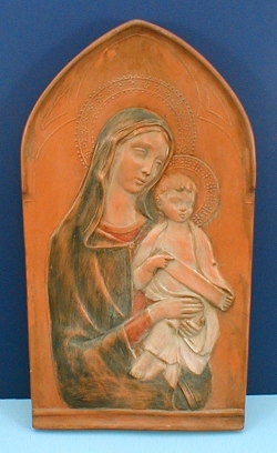 Madonna & Child Antiqued Terracotta Plaque