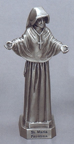 St. Maria Faustina Pewter Statue 3.5 In.