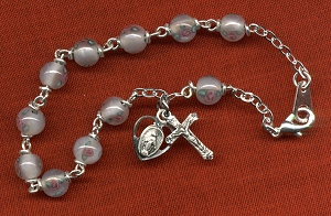 White Rose Rosary Bracelet