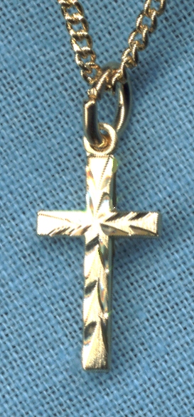 14kt Engraved Cross Small