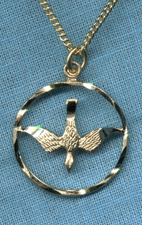14kt Gold Encircled Holy Spirit Medal