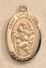 Oval 14kt Gold St. Christopher Medal
