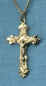 Small Ornate 14kt Gold Crucifix