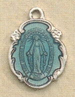 Ornate Miraculous Medal 5/8 In. Enameled Sterling