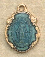 Miraculous Medal 5/8 In. Enameled Gold on Sterling