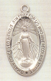 Miraculous Medal in Sterling 7/8 In.