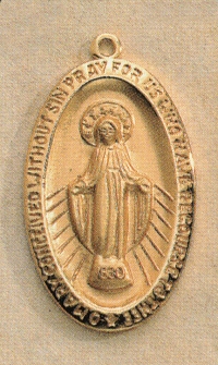 1 3/16 In. Miraculous Medal in Gold on Sterling