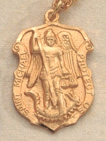 Shield St. Michael Medal Gold on Sterling