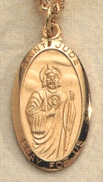 St. Jude Oval Medal 1In. Gold on Sterling