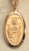 St. Jude Oval Medal 1In. Gold on Sterling