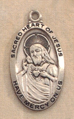 15/16 In. Sacred Heart Scapular Medal Sterling
