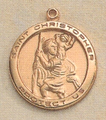 St. Christopher Medal in Gold on Sterling