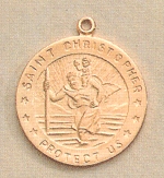 St. Christopher Medal 7/8 In. Gold on  Sterling