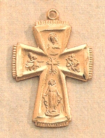 1 In. 4-Way Medal in Gold on Sterling