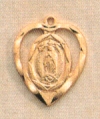 Guadalupe Heart Medal Gold on Sterling