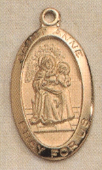 7/8 In. St. Anne Medal Gold on Sterling