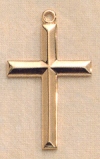 Beveled Cross in Gold on Sterling