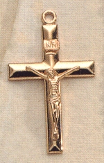 Beveled Crucifix In Gold on Sterling