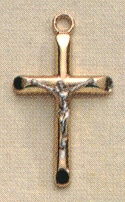 2-Tone Beveled Crucifix Sterling & Gold