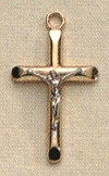 2-Tone Beveled Crucifix Sterling & Gold