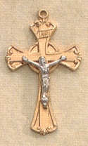 2-Tone Sterling & Gold Crucifix 7/8 In.