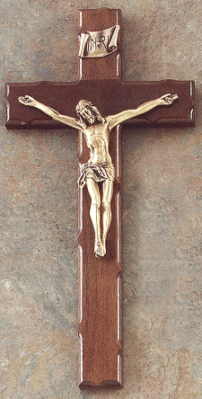 Knotted Walnut & Bronze Crucifix 12 In.