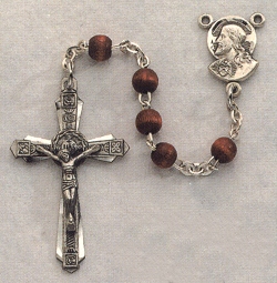 Brown Wood Children's Rosary w/Sterling