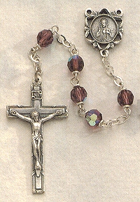 Amethyst Crystal  Rosary W/pewter 6mm