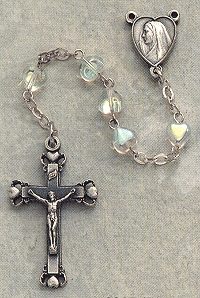 Glass Heart Rosary w/Sterling