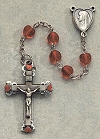 Ruby Glass Heart Crucifix w/Ruby Enamel