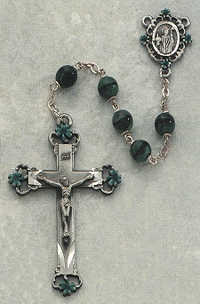 Irish Green Enameled Pewter Rosary