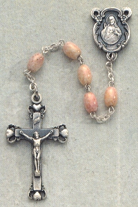 Oval Pink Bead Rosary