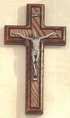 Pewter & Walnut Stained Crucifix 10 In.
