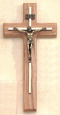 Gold Crucifix on Beveled Cross 10 In.
