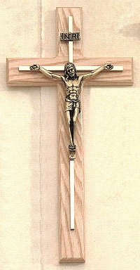 Gold Crucifix on Beveled Cross 12 In.
