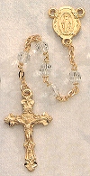 Crystal & Gold Plated Pewter Rosary 6mm