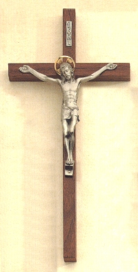 Walnut & Pewter Halo Crucifix 10 In.