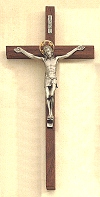Walnut & Pewter Halo Crucifix 10 In.