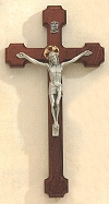 Cherry / Pewter Crucifix w/Halo 10 In.