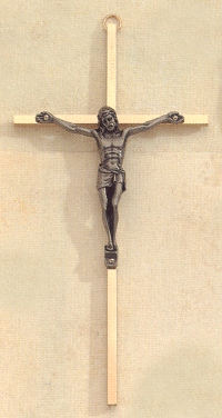 Pewter & Brass Crucifix 8 In.