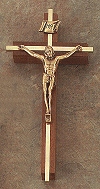 Walnut & Bronze Crucifix w/ 24kt  on Brass 8 In.
