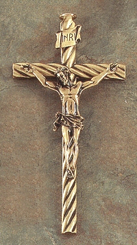 Spiral Pewter Crucifix in Antique Bronze 7 In.