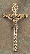Spiral Pewter Crucifix in Antique Bronze 7 In.