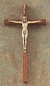 Walnut & Antique Bronze Crucifix 7 In.