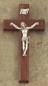 Walnut & Pewter Crucifix 8 In.