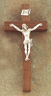 Walnut & Pewter Cross 8 In.